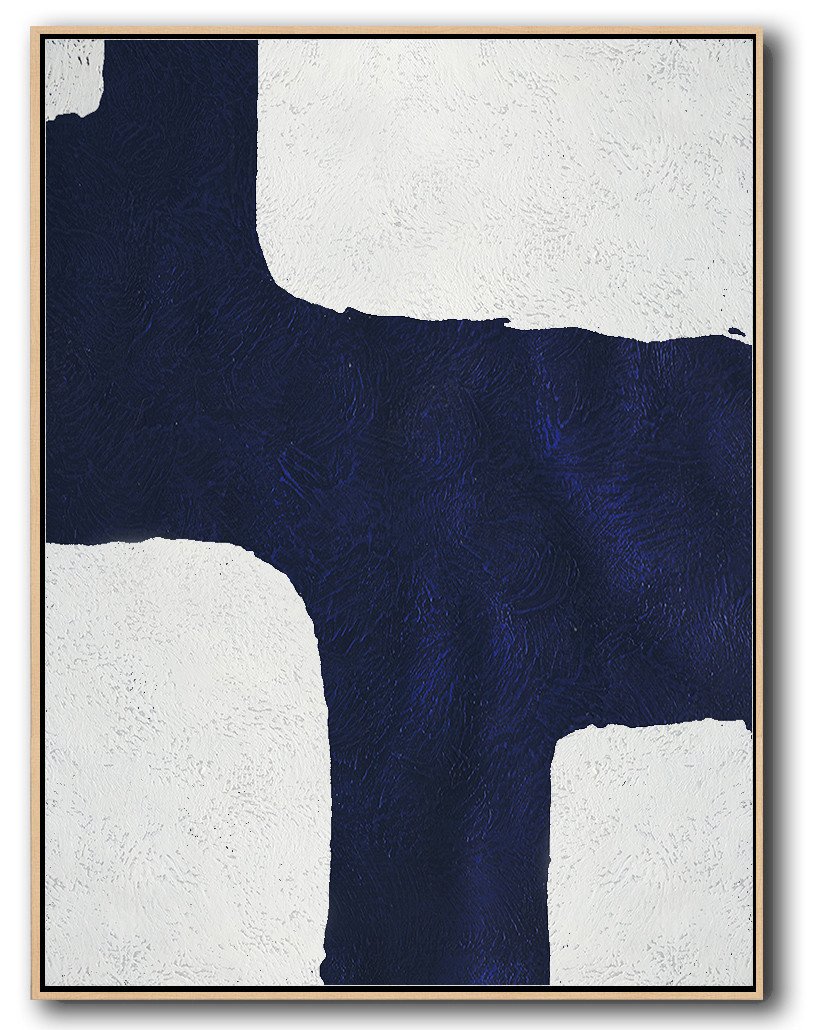 Buy Hand Painted Minimalist Painting Online - Blue Artwork Canvas Large